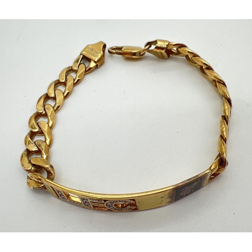 1019 - A silver gilt Liverpool Football Club curb chain bracelet. Initials LFC with 9 illusion set small cl... 