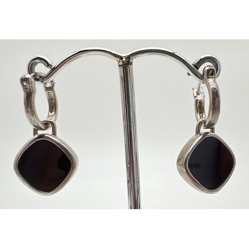 1028 - 3 pairs of silver drop style earrings - 2 pairs in a Rennie Mackintosh style to include amethyst set... 