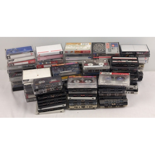 1306A - A collection of 120 blank cassette tapes, incuding Sony, Mitsubishi, TDK, Maxell and more.