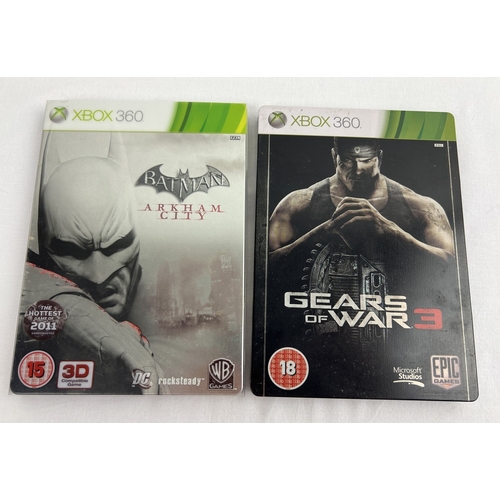 4 - 2 Xbox 360 Ltd edition steelbook games. Gears of War 3 complete with stickers and unused game add-on... 