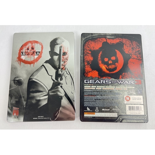 4 - 2 Xbox 360 Ltd edition steelbook games. Gears of War 3 complete with stickers and unused game add-on... 