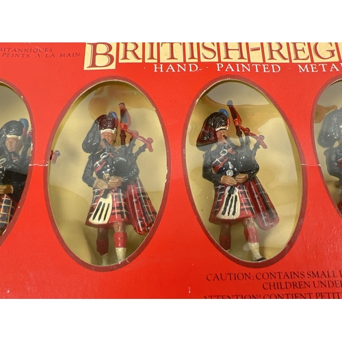 79 - 3 sets of Boxed Britain's soldiers. 6 Scots Guard Pipers #7241, Gordon Highlander Officer Piper and ... 