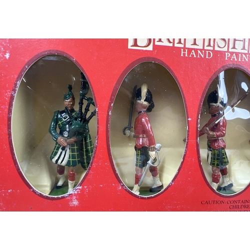 79 - 3 sets of Boxed Britain's soldiers. 6 Scots Guard Pipers #7241, Gordon Highlander Officer Piper and ... 