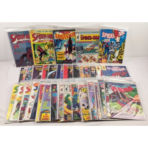 89 - Approx. 35 vintage issues of UK Spider-Man comic books. Including 