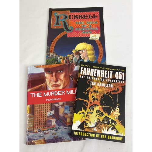 93 - 3 paperback graphic novels. Ray Bradbury's Fahrenheit 451, The Murder Mile and Russell: The Saga of ... 