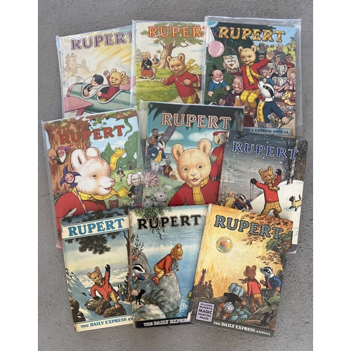 111 - 9 assorted Rupert Bear annuals from The Daily Express, dating from 1967 - 1992.