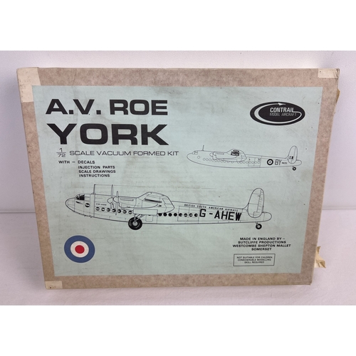 155 - A. V. Roe York boxed 1:72 scale vacuum formed model kit from Contrail Model Aircraft. Complete with ... 