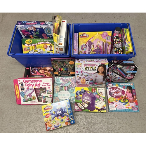 176 - 2 large boxes of assorted boxed children's toys, some unused. To include Play Doh playsets, Crayola ... 