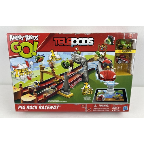 179 - Boxed Angry Birds Go! Telepods Pig Rock Raceway playset from Hasbro. In excellent condition.