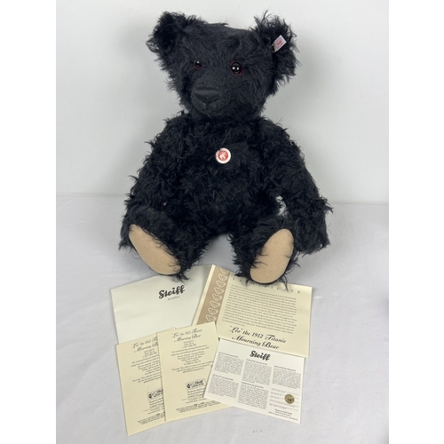 201 - A large Ltd Edition commemorative 'Leo' the 1912 Titanic Mourning Bear from Steiff. No. 405/1000, bl... 