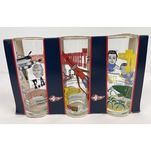 225 - A set of vintage 1990's Thunderbirds glass tumblers in original packaging.