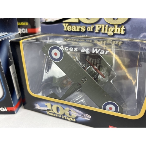 241 - 4 boxed collectors diecast model aircraft by Corgi. Aces At War CS900089 Sopwith Camel No. 3 Wing RN... 