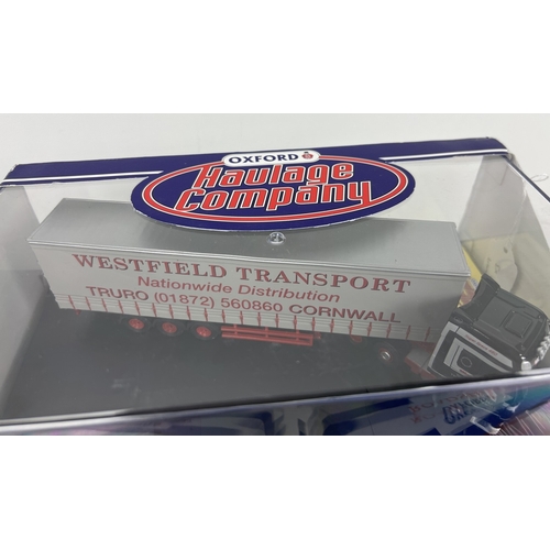 274 - 3 Ltd Edition Oxford Diecast vehicles in plastic display cases. Westfield Transport lorry (#666/2000... 