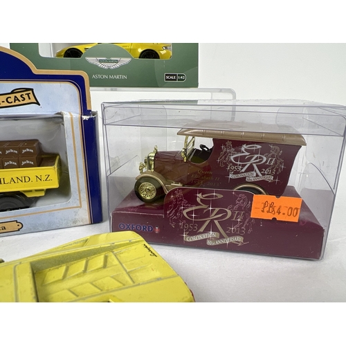 278 - 5 assorted diecast vehicles to include 4 boxed, by Oxford. Lot includes an Aston Martin Vantage S in... 