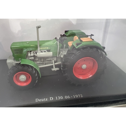 309 - Boxed Universal Hobbies Deutz D 130 06 -1972 diecast 1/43 scale model tractor. In plastic display ca... 