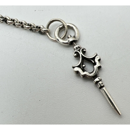 1116 - A modern steampunk design albert chain of skull and bones design, with hinged opening skull pendant,... 