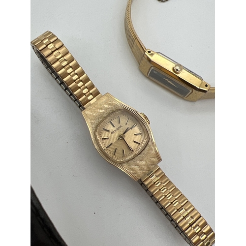 1191 - 4 vintage wristwatches to include, gold tone square shaped Rotary quartz wristwatch 10609. With 3 la... 