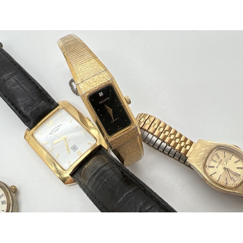 1191 - 4 vintage wristwatches to include, gold tone square shaped Rotary quartz wristwatch 10609. With 3 la... 