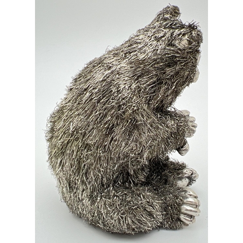 1208 - A vintage Italian silver novelty figure modelled as a bear. Stamped 925 to underside and with star m... 