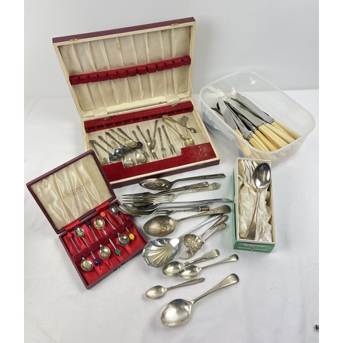 1238 - A collection of boxed and unboxed silver plated and stainless steel cutlery. To include a Priestley ... 