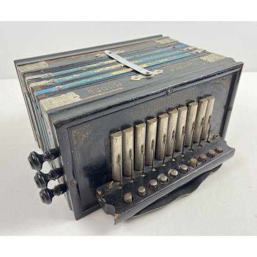 1300 - The Viceroy Accordeon, Made in Saxony, vintage Cajun type button accordian, in working order. With b... 