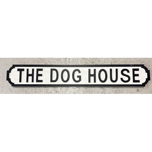 1330 - A modern painted wood 'The Dog House' sign, in the style of an old street sign. Approx. 87cm long.