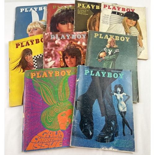 1 - 9 vintage 1960's issues of Playboy: Entertainment for Men, adult magazine dating from 1966 & 67.