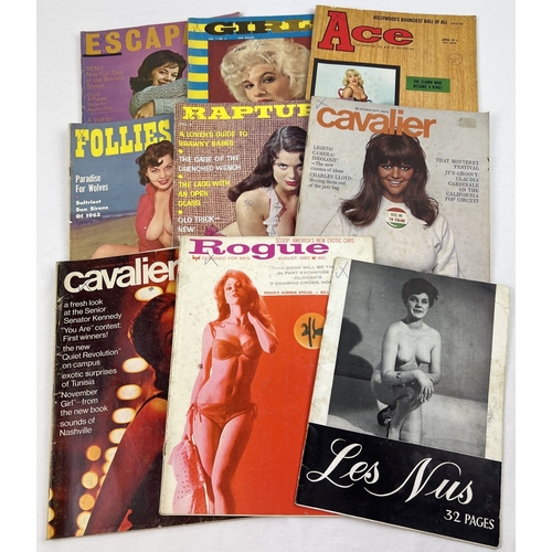 14 - 9 assorted vintage 1950's & 60's adult erotic glamour magazines to include Les Nus black & white pho... 