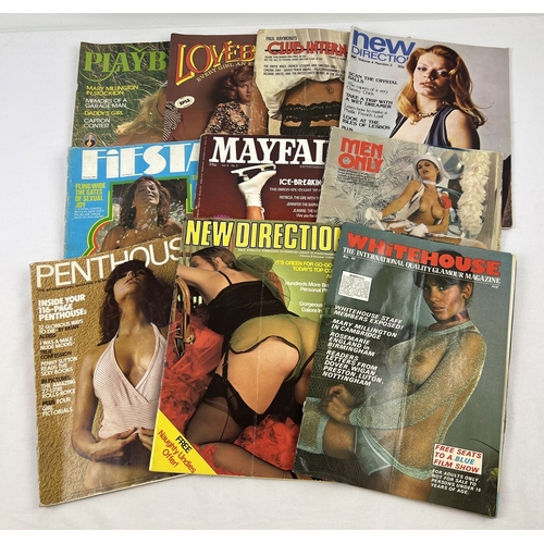 15 - 10 assorted vintage 1970's adult erotic magazines to include Playbirds, Lovebirds, Whitehouse, New D... 