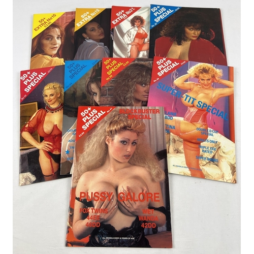 135 - 9 assorted early 1990's issues of 50+ Extra/Special, vintage adult erotic magazine featuring larger ... 