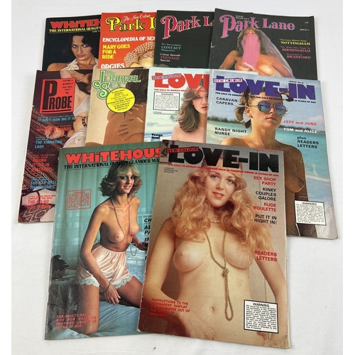 241 - 10 assorted vintage 1970's adult erotic magazines to include Whitehouse, Park Lane, Love-In and The ... 