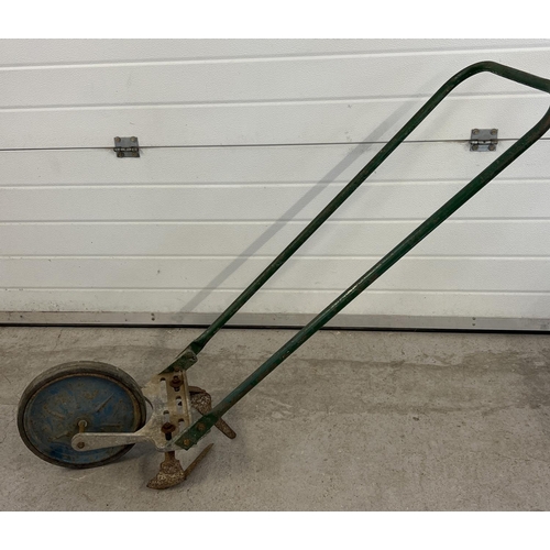 1470 - A vintage agricultural 'The Jalo Gardener' push hoe with wheel. Approx. 130cm long.