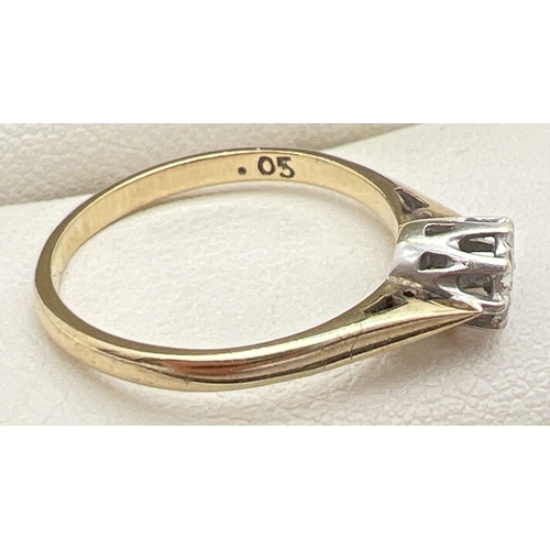 1117 - A vintage 9ct gold & diamond solitaire ring with .05ct stone in a cathedral setting. Fully hallmarke... 