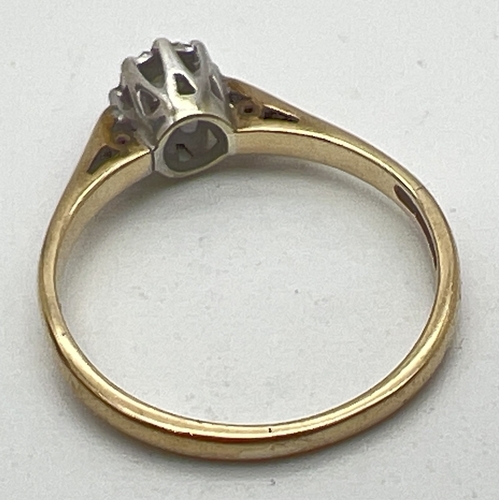 1117 - A vintage 9ct gold & diamond solitaire ring with .05ct stone in a cathedral setting. Fully hallmarke... 