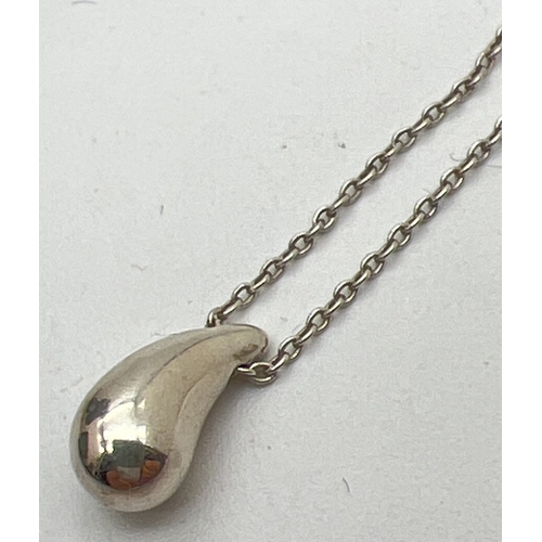 1129 - A Tiffany & Co. silver teardrop pendant necklace designed by Elsa Peretti. A solid silver teardrop, ... 