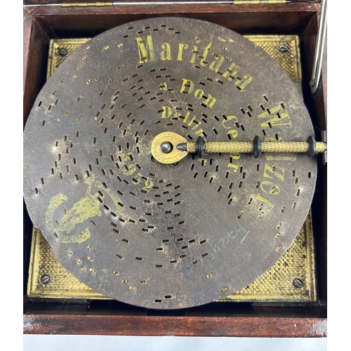 1331 - An antique wooden cased Polyphon music box with Maritana Walzer Don Cesar disc. Decorative Polyphon ... 