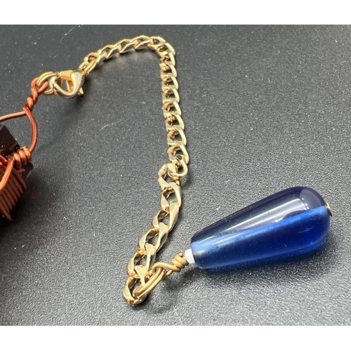 1355 - A Siberian violet quartz Etheric Weaver Healing Pendulum with wrapped copper wire, gold tone hanging... 