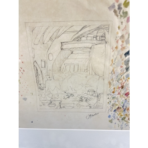 1392 - Jill Barklem - creator of Brambly Hedge, original signed pencil and watercolour working drawing 