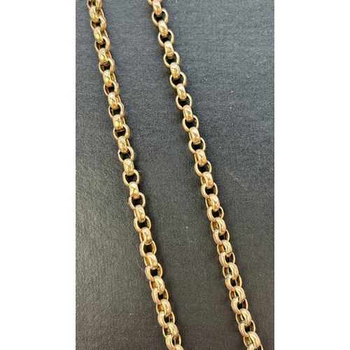 119 - A vintage 9ct gold 18 inch belcher chain necklace with spring ring clasp. Gold mark to clasp. Total ... 