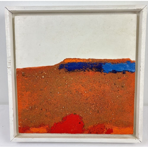 1019 - Robin Welch (1936-2019) ceramic artist - wall hanging entitled 'Blue Ridge', PVA Sand oil colour on ... 