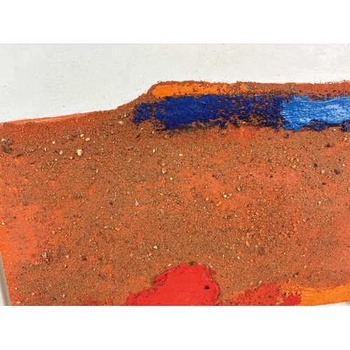 1019 - Robin Welch (1936-2019) ceramic artist - wall hanging entitled 'Blue Ridge', PVA Sand oil colour on ... 