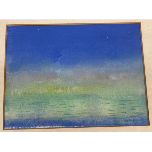 1020 - Keith Grant (b.1930) watercolour landscape entitled 'Skagen, Denmark', in blue tones. Signed to lowe... 