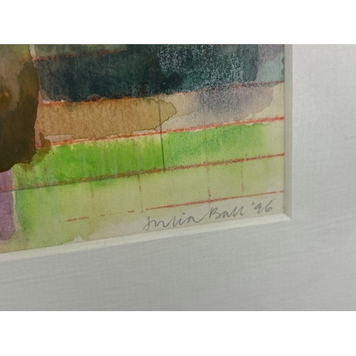 1021 - Julia Ball (b.1930) abstract landscape watercolour entitled 'Wimpole, September'. Signed & dated ('9... 