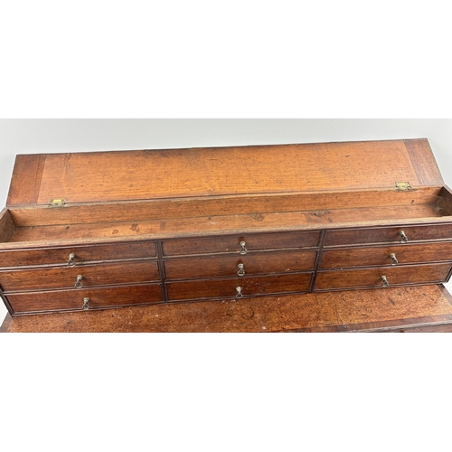 1391 - An antique mahogany 2 sectional specimen/apothecary chest with brass drop handles. Lift off top sect... 