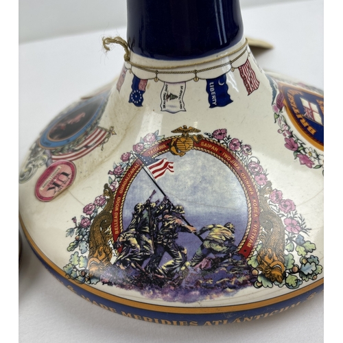 1364 - A British Navy Pusser's Rum 1 litre ceramic ships decanter (empty) together with 2 x 50ml miniatures... 