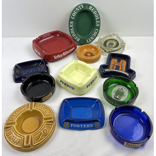 1368 - 12 assorted alcohol, brewery & soft drink advertising ashtrays, in ceramic & glass. To include examp... 