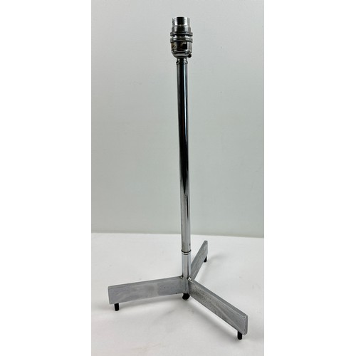 1396 - An Art Deco chrome table lamp base with tripod feet. Approx. 46cm tall.