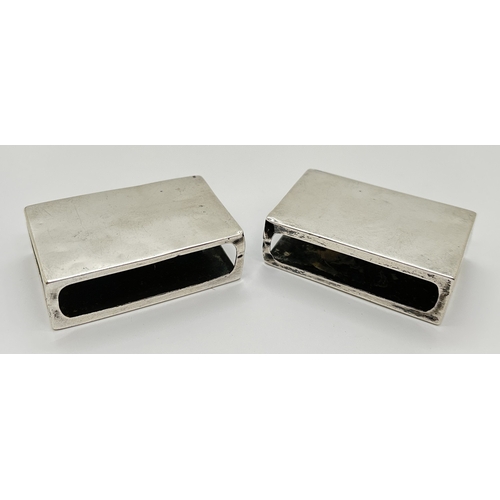 1223 - A pair of Edwardian silver matchbox cases, both hallmarked for Birmingham 1905, with Marks & Cohen m... 