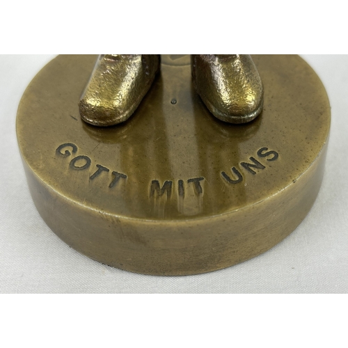 1249 - A modern brass figure of Adolf Abel WWII German Wehrmacht officer, base engraved 'Gott Mit Uns'. App... 