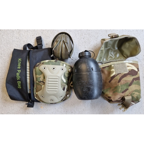 1255 - 3 British Army Military issue accessories. A pair of multi-terrain pattern (MTP) Poron Xrd knee pads... 